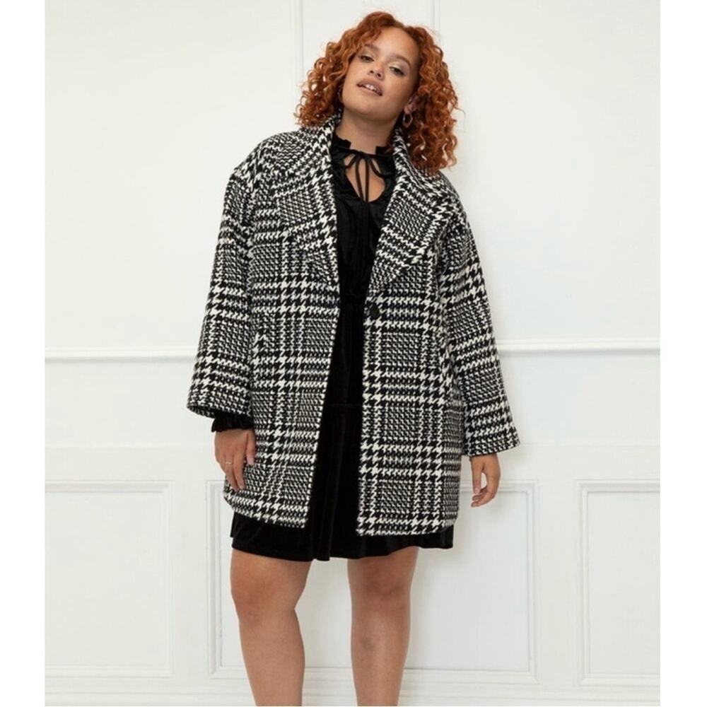 ELOQUII Elements Houndstooth Plaid Coat, Classic Pattern & Style, Size 18/20 NWT